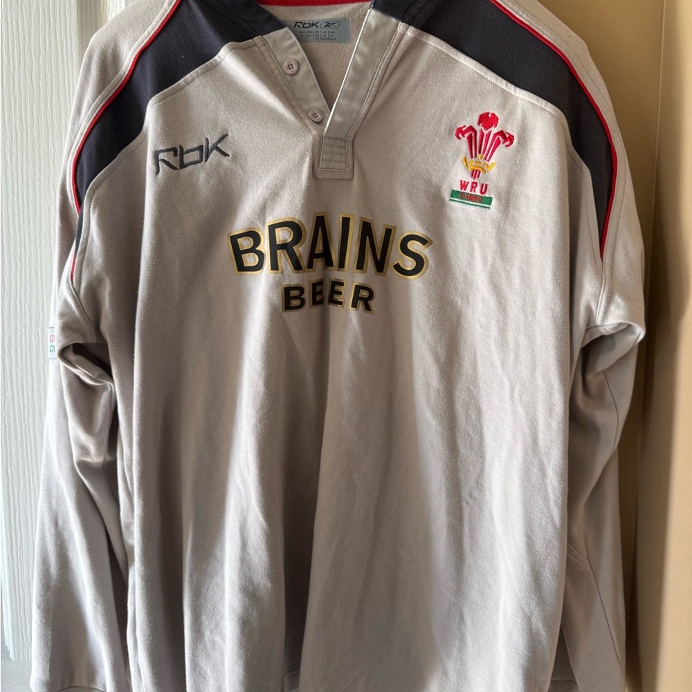 Reebok WRU Cymru Rugby Shirt - Cream with Red and Yellow XL
